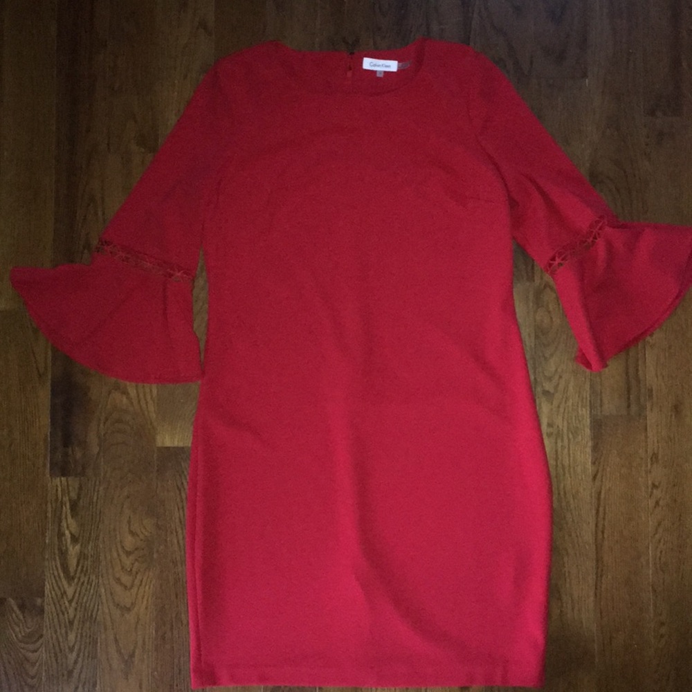 NEVER WORN Calvin Klein Flute Sleeve Dress